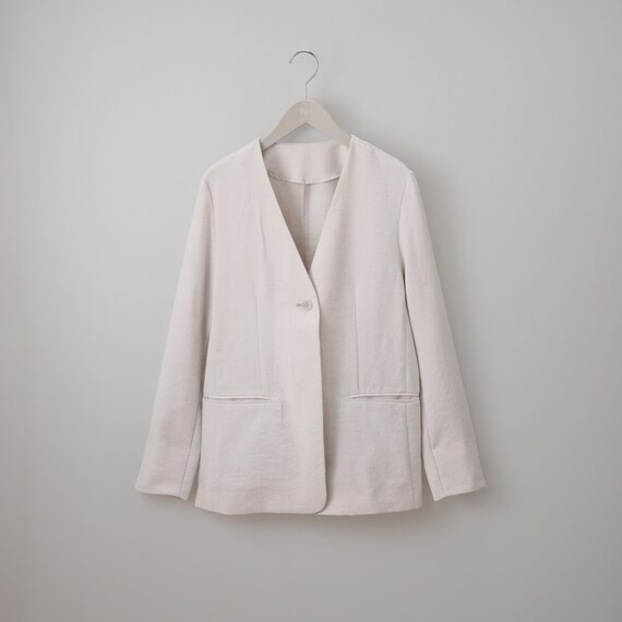 麻調ライトノーカラーVネックジャケット (15109) 12枚目画像