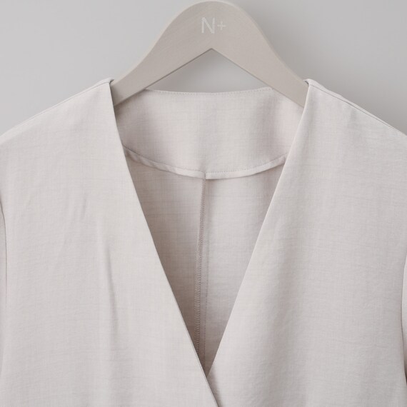 麻調ライトノーカラーVネックジャケット (15109) 16枚目画像