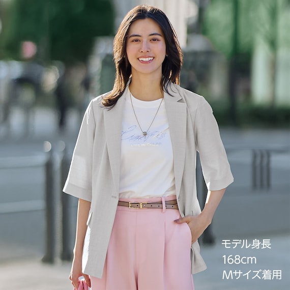 麻調ライト半袖テーラードジャケット (15110) 1枚目画像