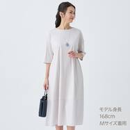 艶やかシルケット布帛切り替えワンピース　(45107)