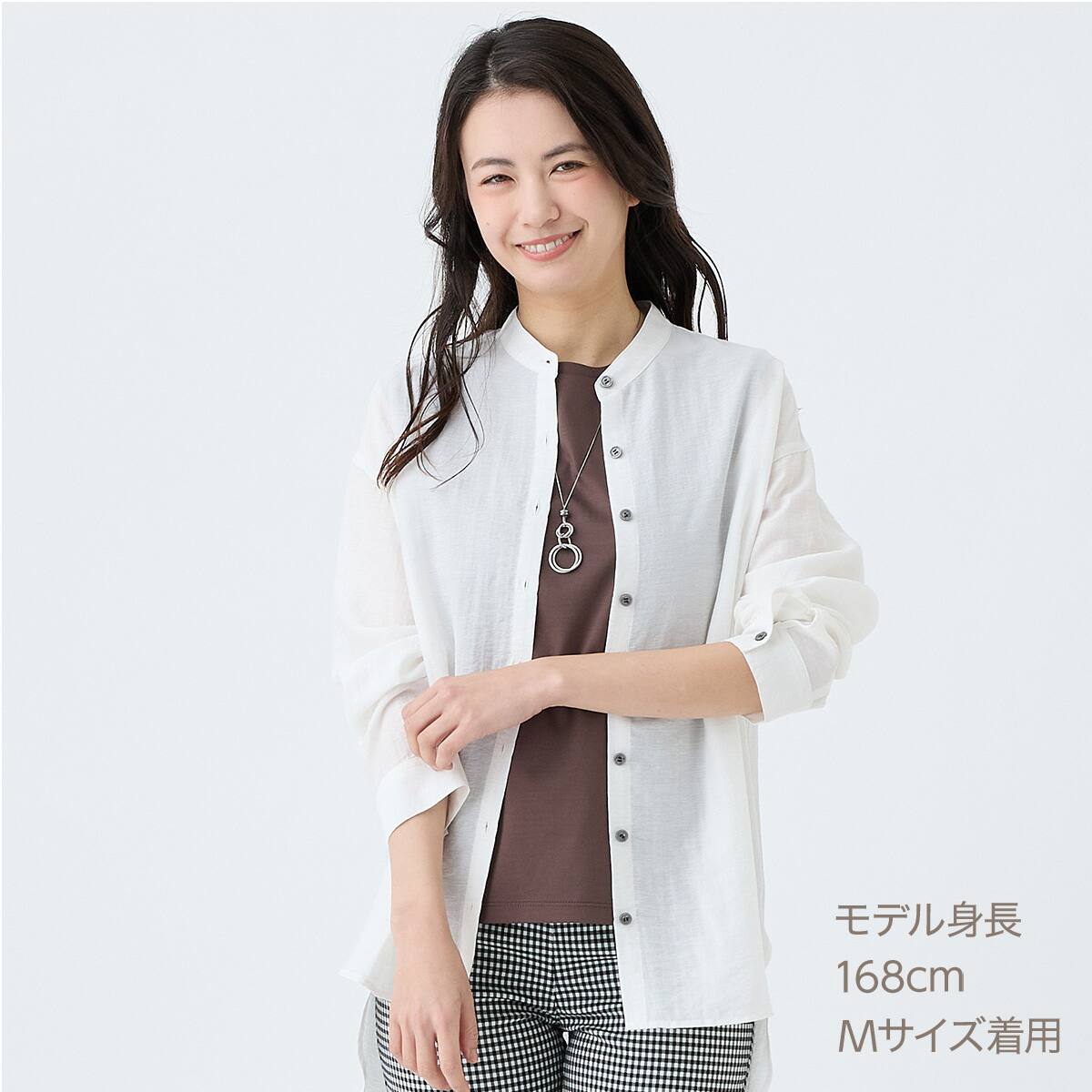 麻混バンドカラーチュニックシャツ (55121) | ニトリネット【公式 麻混バンドカラーチュニックシャツ (55121) | ニトリネット【公式