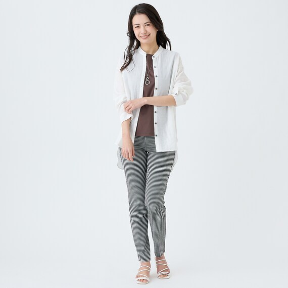 麻混バンドカラーチュニックシャツ　(55121) 11枚目画像