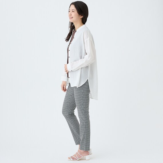 麻混バンドカラーチュニックシャツ　(55121) 14枚目画像