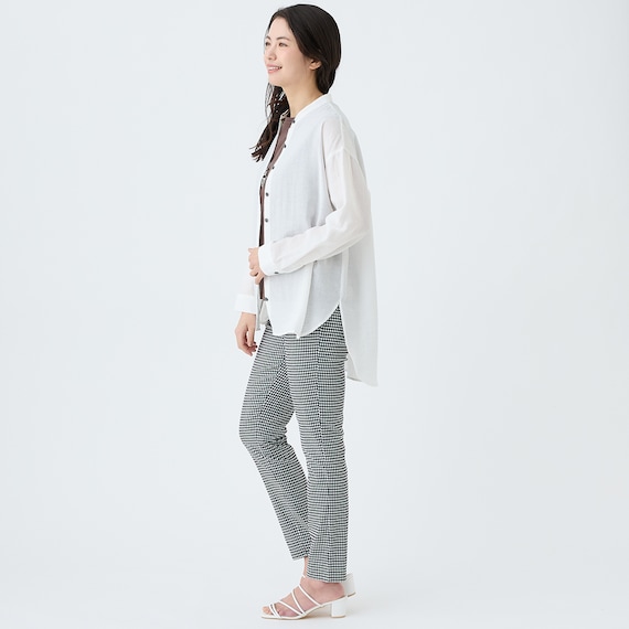 麻混バンドカラーチュニックシャツ (55121) 14枚目画像