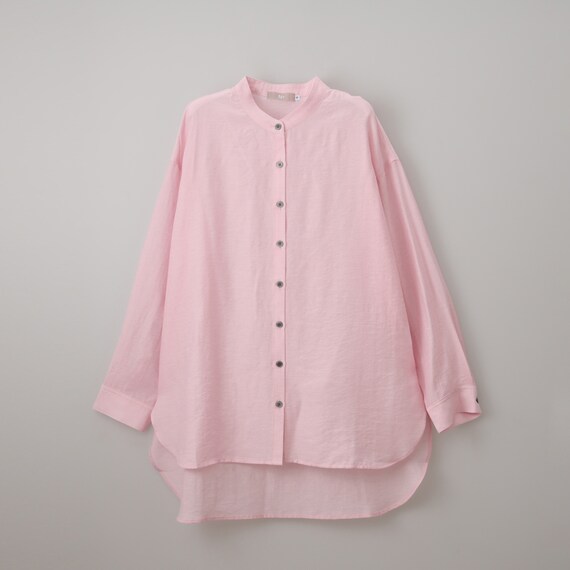 麻混バンドカラーチュニックシャツ　(55121) 16枚目画像