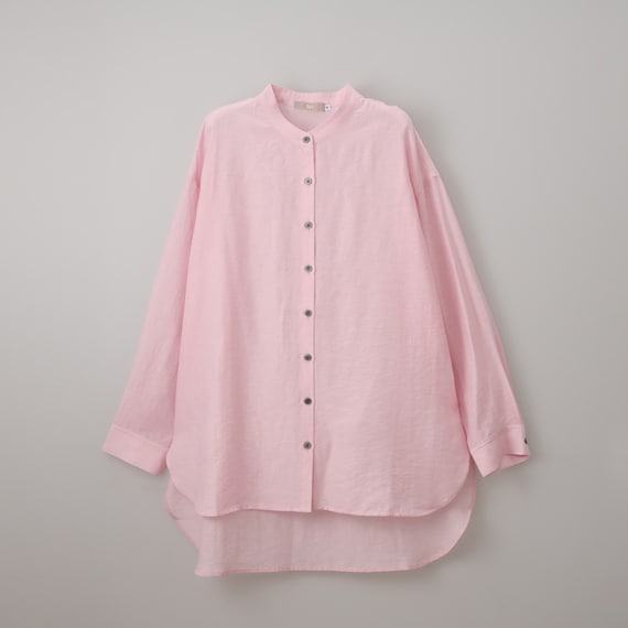 麻混バンドカラーチュニックシャツ (55121) 16枚目画像