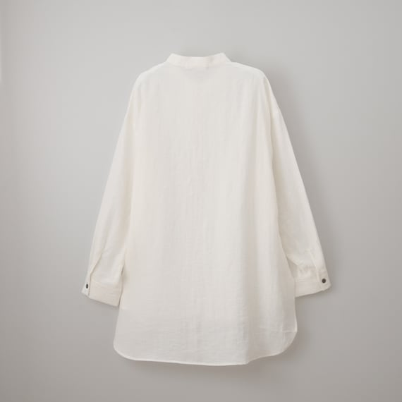 麻混バンドカラーチュニックシャツ (55121) 17枚目画像