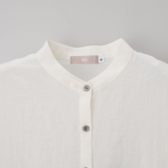 麻混バンドカラーチュニックシャツ　(55121) 19枚目画像