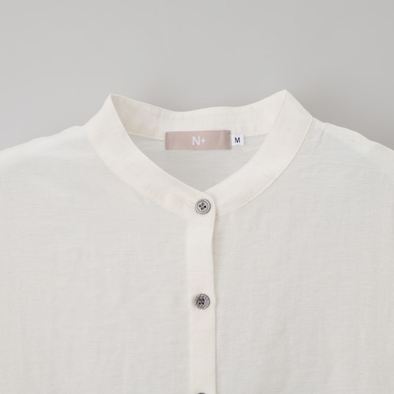 麻混バンドカラーチュニックシャツ (55121) 19枚目画像