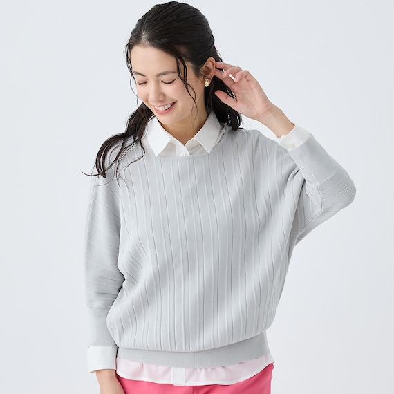 プリーツニットドルマンスリーブプルオーバー (75112) 3枚目画像