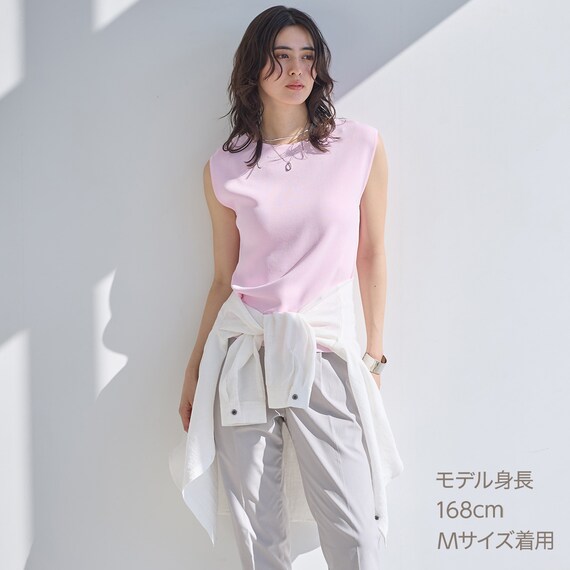 ひんやりニットブロッキングノースリーブプルオーバー　(75107) 15枚目画像