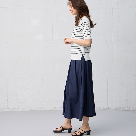 ひんやりニットボーダー半袖プルオーバー (75109) 3枚目画像