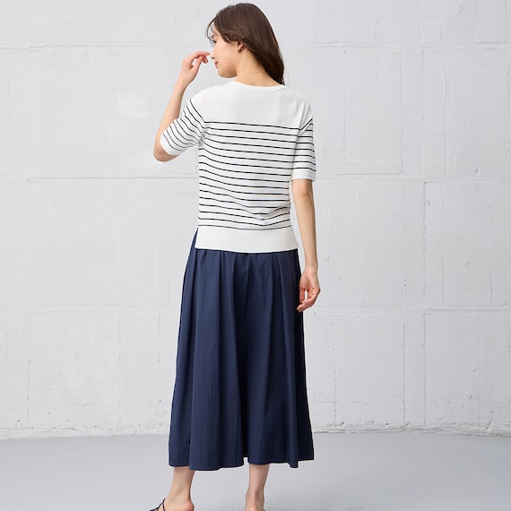 ひんやりニットボーダー半袖プルオーバー (75109) 4枚目画像