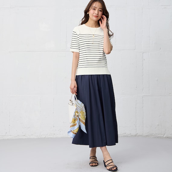 ひんやりニットボーダー半袖プルオーバー (75109) 6枚目画像