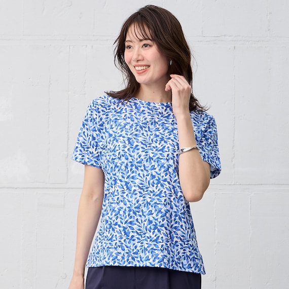 【ニトリネット先行販売】接触冷感 リーフ柄綿スラブプルオーバー (65131) 13枚目画像