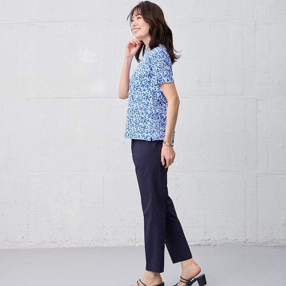 【ニトリネット先行販売】接触冷感 リーフ柄綿スラブプルオーバー (65131) 14枚目画像