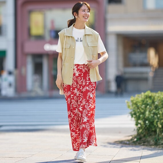 リーフ柄スカーチョ　(25128) 2枚目画像