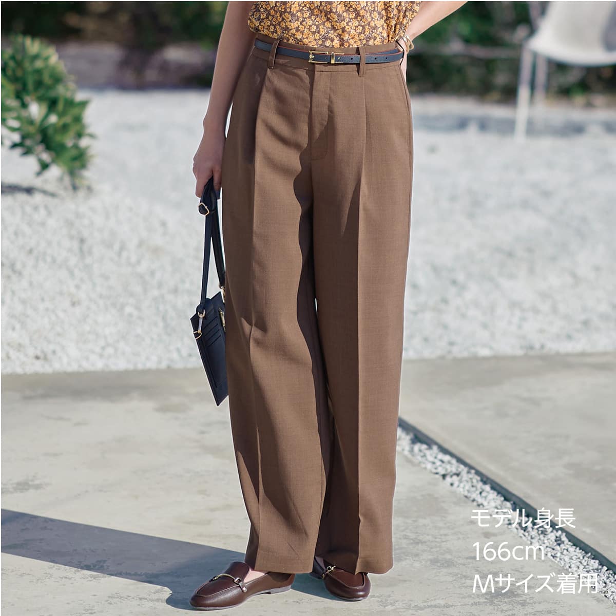 【新品】タイパンツ　二枚重ね　ハス柄　シアーコットン　男女兼用　ブラウン ほんのりシアーワイドパンツ (25131) | ニトリネット【公式】 家具
