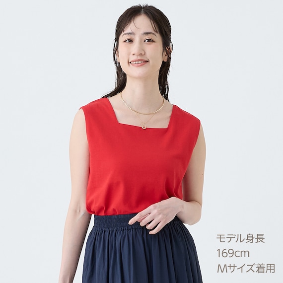ハーフダブルフロントスクエアネックタンクトップ (65138) 1枚目画像