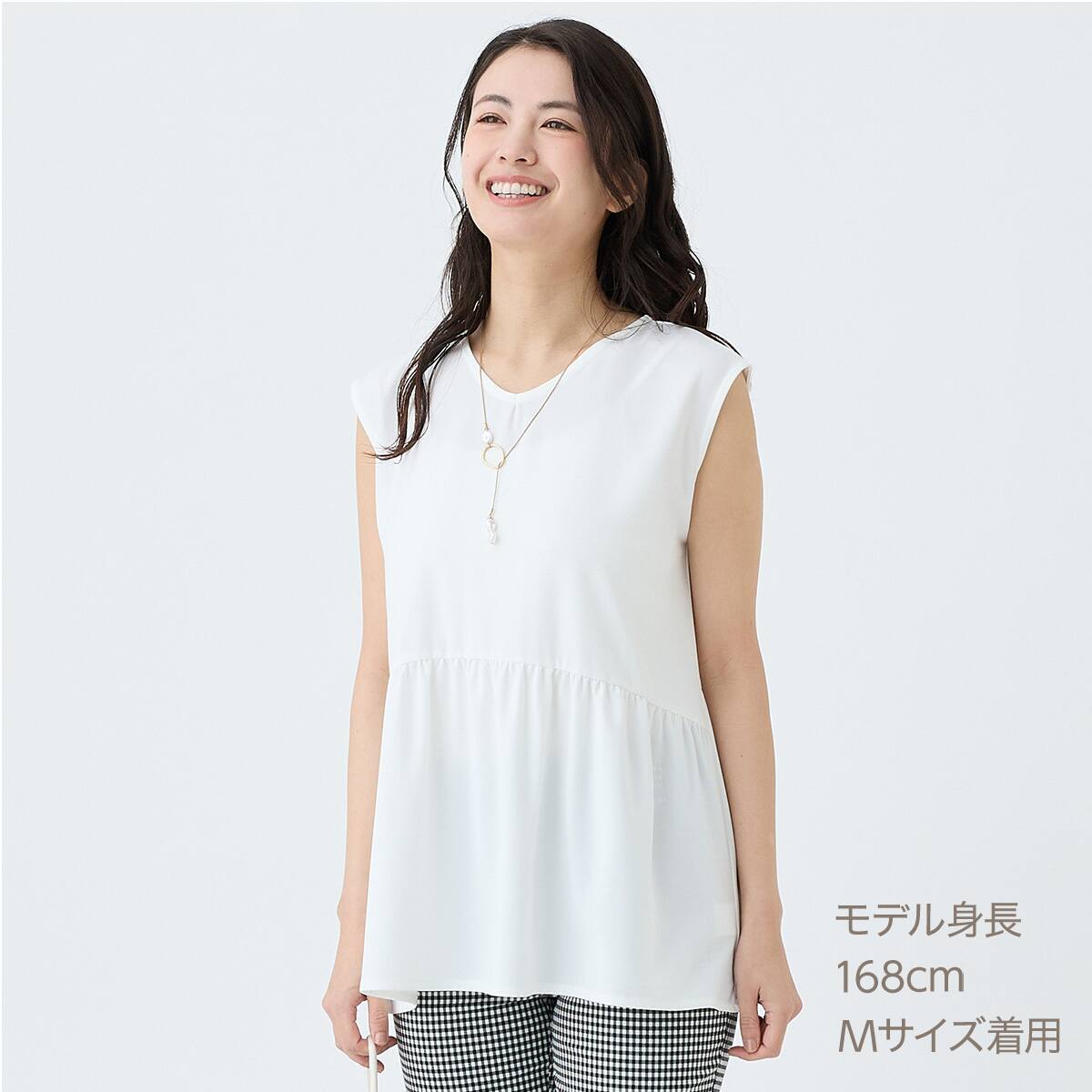 カットジョーゼットノースリペプラムブラウス (55139) | ニトリネット