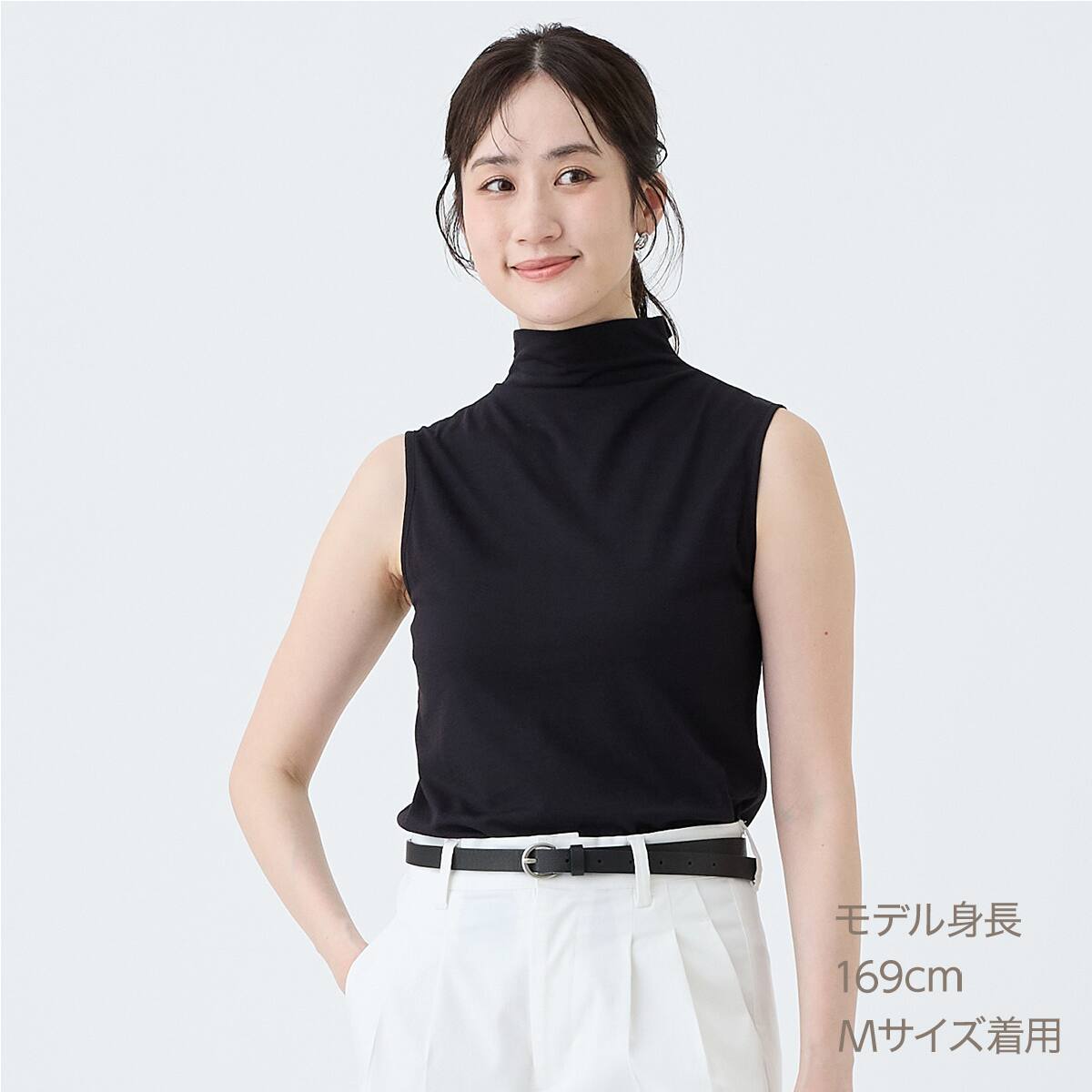 しなやかフィット2枚仕立てボトルネックプルオーバー (65140