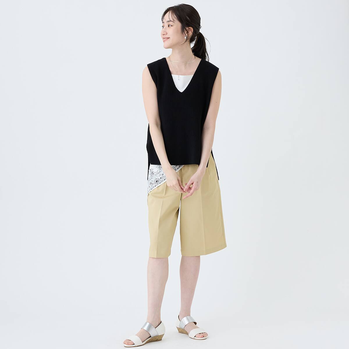畦編みVネックベスト (75115) | ニトリネット【公式】 家具
