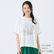 モノクロフラワーパターンＴシャツ　(65146)