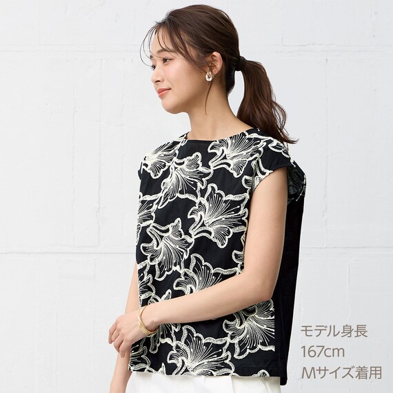 ユリ刺繍ブラウス　(55130) 1枚目画像