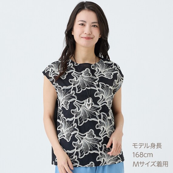 ユリ刺繍ブラウス　(55130) 3枚目画像