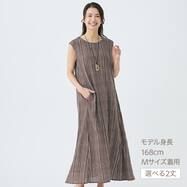 接触冷感ドット柄レーヨンワンピースレギュラー丈　(45117)