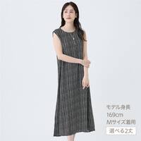接触冷感ドット柄レーヨンワンピースレギュラー丈　(45117)