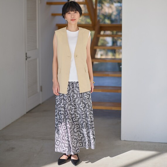 接触冷感ＵＶカットスラブペイズリープリントスカート　(35111) 6枚目画像