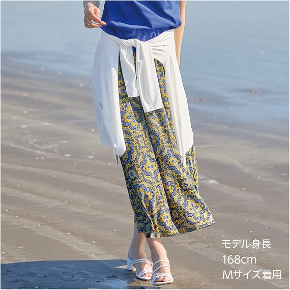 接触冷感ＵＶカットスラブペイズリープリントスカート　(35111) 14枚目画像