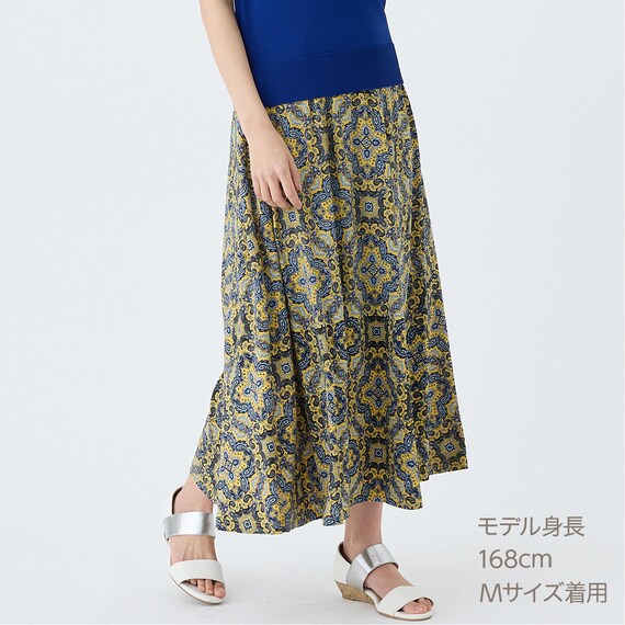 接触冷感ＵＶカットスラブペイズリープリントスカート　(35111) 16枚目画像
