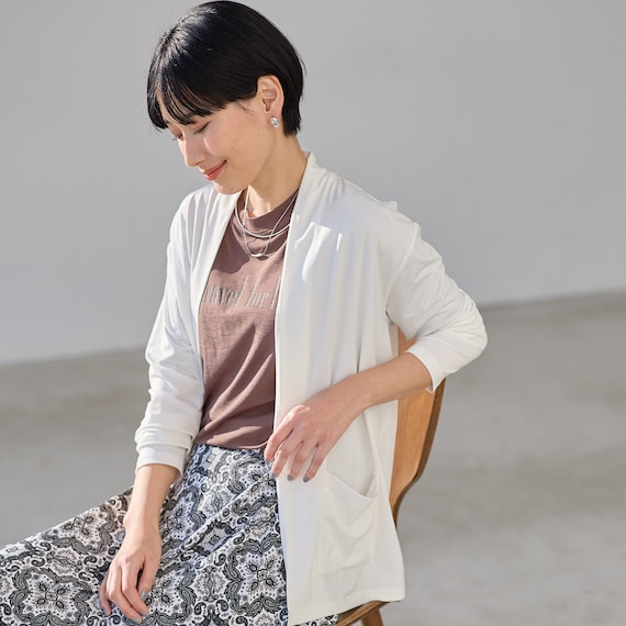 接触冷感UVカットスラブカーディガン (85109) 7枚目画像