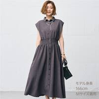 麻調ウエストシャーリングワンピース　(46100)