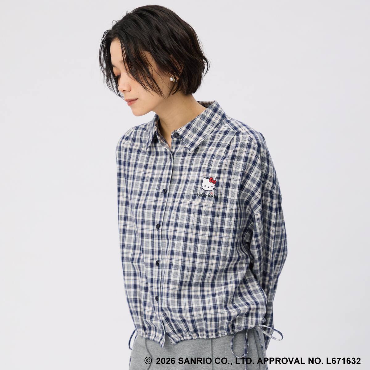 別注】ハローキティチェックショート丈シャツ (56117) | ニトリネット