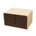 【日本製】木製A4ファイルケース4段 (ブラウン) 1枚目画像