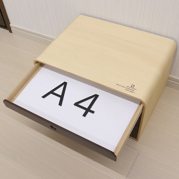 【日本製】木製A4ファイルケース4段 (ブラウン) 2枚目画像