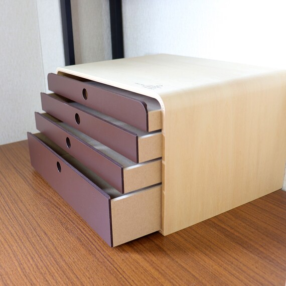 【日本製】木製A4ファイルケース4段 (ブラウン) 8枚目画像