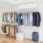 【簡単】ワンタッチ式 突っ張りハンガートリプル 伸縮棚1枚付き(ホワイト) 3枚目画像