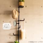 【簡単】ワンタッチ式 突っ張りポールハンガー トレー&ミラー付きセット(ブラック) 2枚目画像