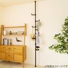 【簡単】ワンタッチ式 突っ張りポールハンガー トレー＆ミラー付きセット(ブラック) 3枚目画像