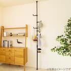 【簡単】ワンタッチ式 突っ張りポールハンガー トレー&ミラー付きセット(ブラック) 3枚目画像