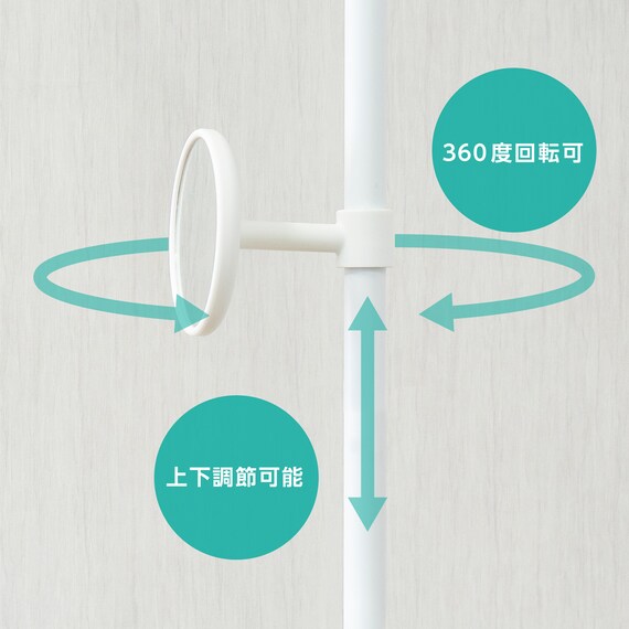 【簡単】ワンタッチ式 突っ張りポールハンガー トレー＆ミラー付きセット(ブラック) 13枚目画像