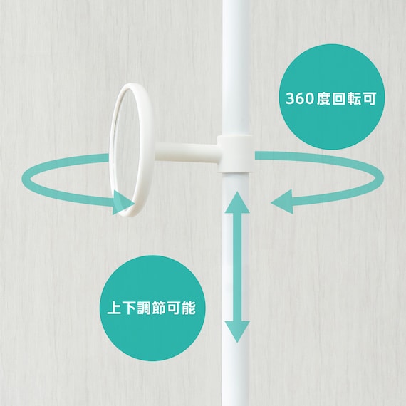 【簡単】ワンタッチ式 突っ張りポールハンガー トレー&ミラー付きセット(ブラック) 13枚目画像