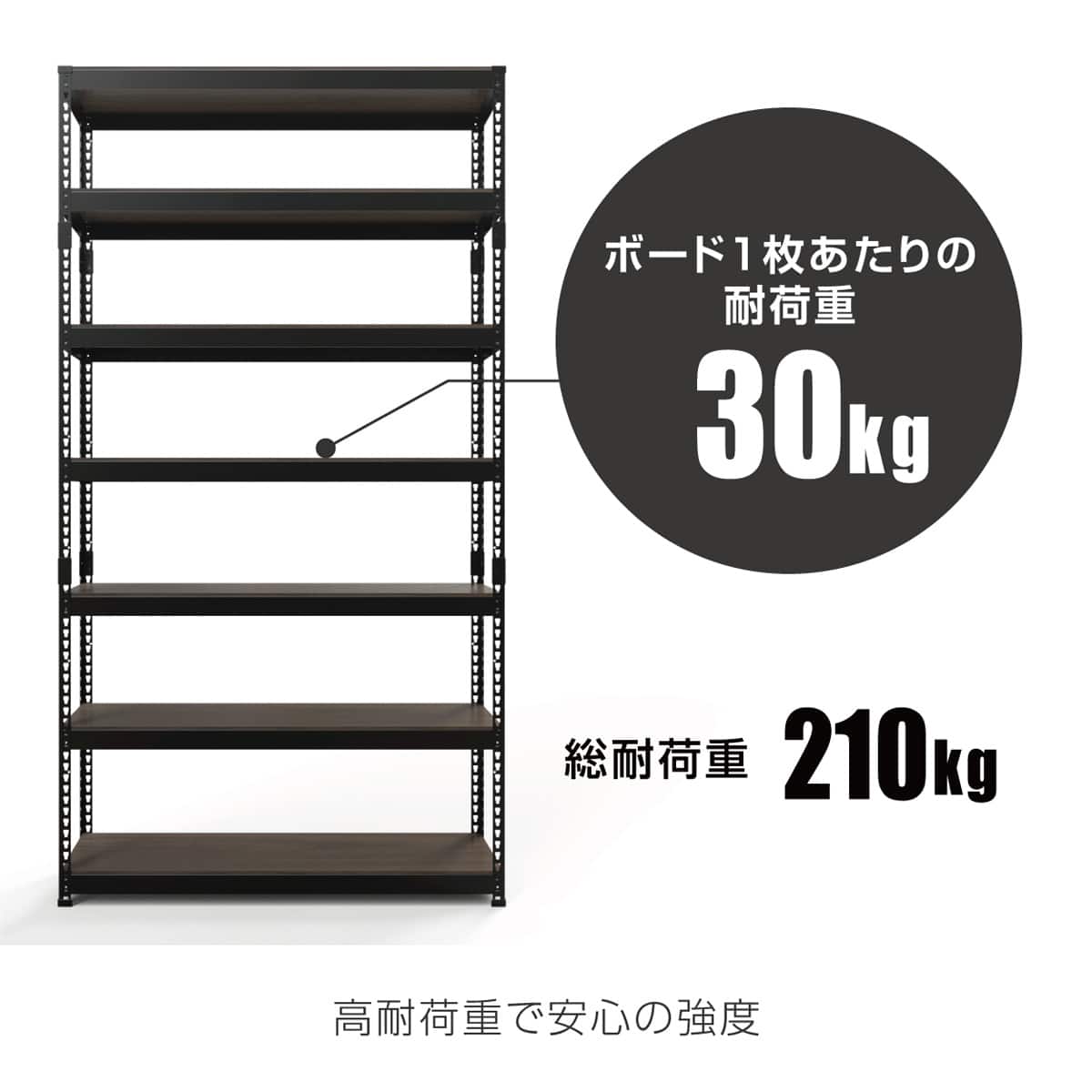 METAL & WOOD】高耐荷重 シェルフ7段 幅121cm(ブラック) | ニトリ