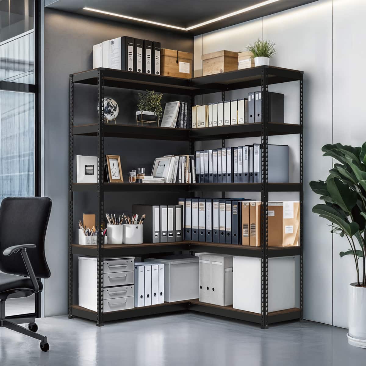 METAL & WOOD】高耐荷重 シェルフ5段 幅81cm×シェルフ5段 幅81cm 連結