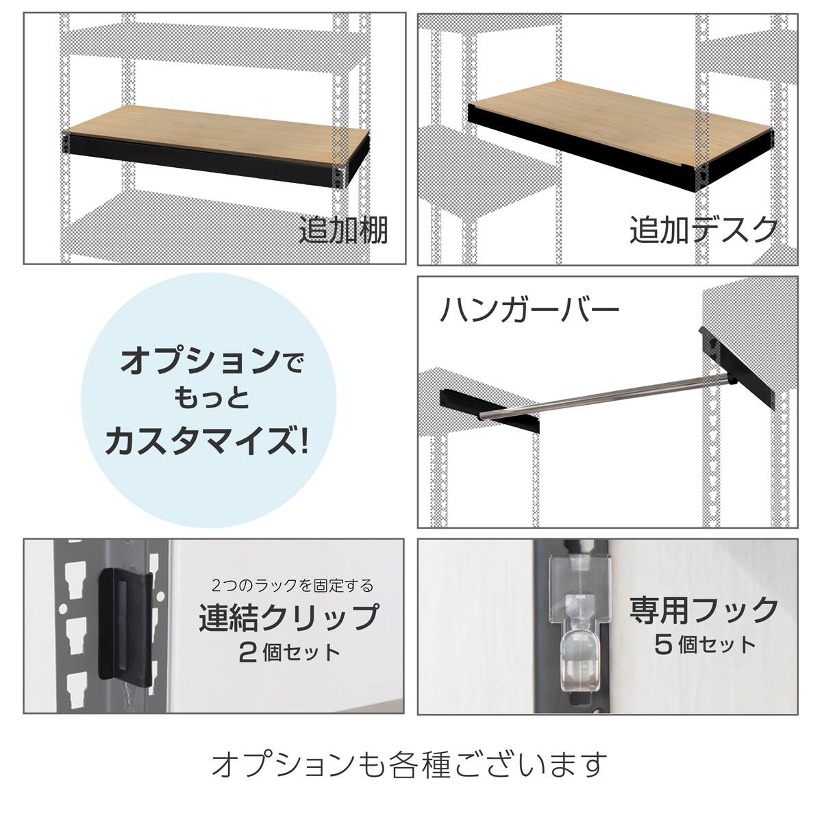 METAL & WOOD】高耐荷重 シェルフ5段 幅81cm×シェルフ5段 幅121cm 連結