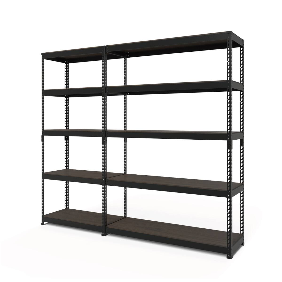 札幌 ニトリ 5段シェルフ スチールラック アイボリー×ブラック 棚 収納 おしゃれ METAL & WOOD】高耐荷重 シェルフ5段 幅81cm×シェルフ5段 幅121cm 連結